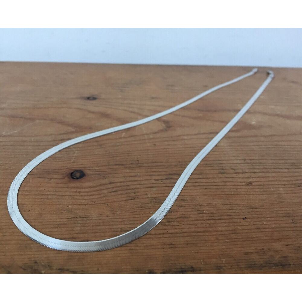 Vintage Milor Italy Herringbone Sterling Silver .925 Flat Chain Necklace 22"